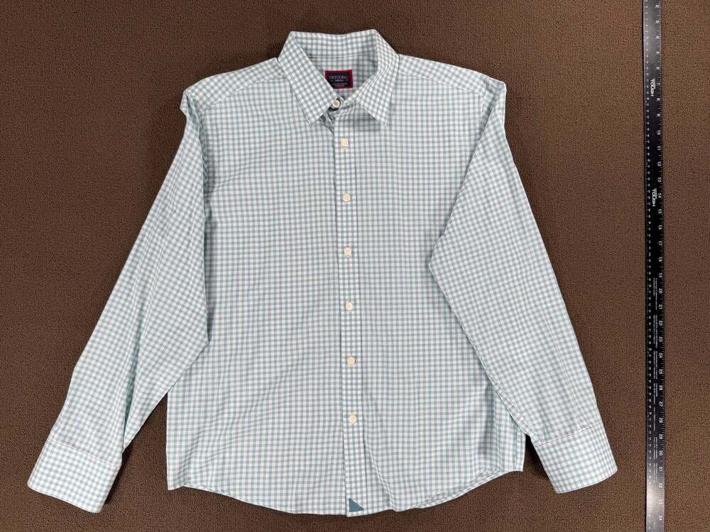 UNTUCKit Men's Light Blue and White Roussillon Long Sleeve Button-Down Shirt